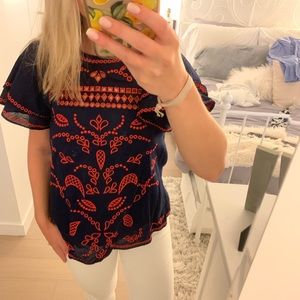 Embroidered blue blouse